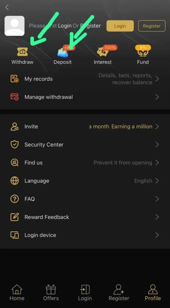 Deposit on 9win